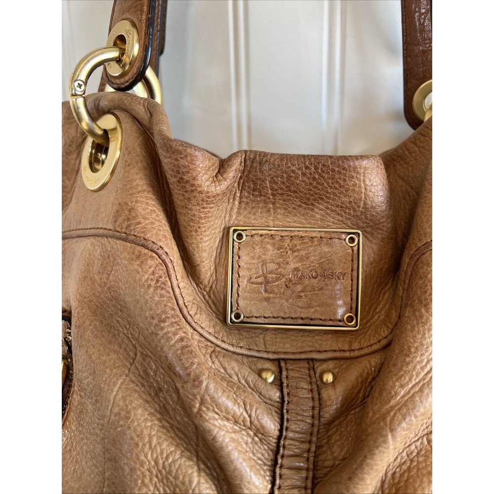 B Makowsky Camel Handbag Purse Animal Print Leather VTG Y2K - Picture 4 of 12